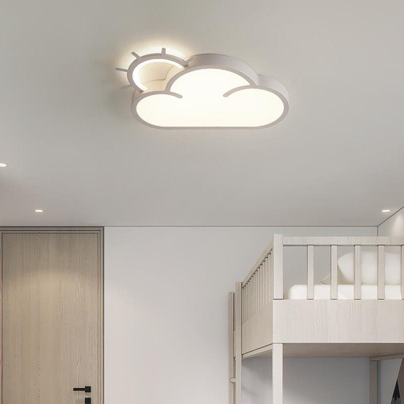 Contemporary Nordic Cloudy Sun Acrylic Iron LED Kids Flush Mount Ceiling Light for Living Room Bedroom Modern Design Energy-Efficient Lighting Fixture Unique Decorative Ceiling Lamp Stylish Playroom Illumination Cute Bedroom Lighting Solution Kids Room De