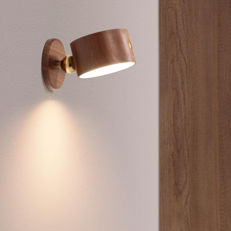 Wooden USB Rechargeable Magnetic LED Night Light Sconce Lamp