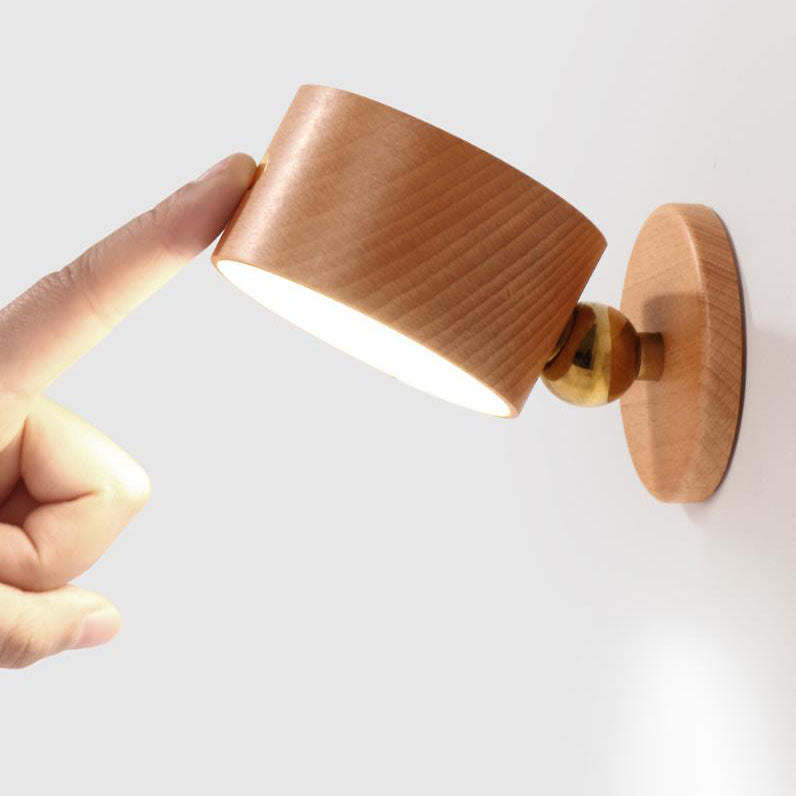Wooden USB Rechargeable Magnetic LED Night Light Wall Sconce