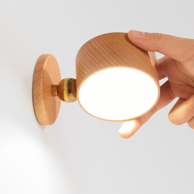 Wooden USB Rechargeable Magnetic LED Night Light Sconce Lamp