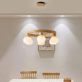 Modern Japanese Log Ring Textured Glass Globe Chandelier - 3/6/9 Light Pendant Fixture for Dining Room, Living Room, and Entryway Lighting