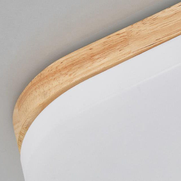 Nordic Solid Wood LED Flush Mount Ceiling Light - Rectangular PVC Design