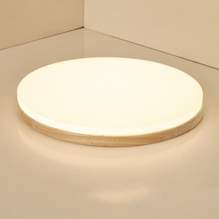 Nordic Simplicity Round Solid Wood LED Flush Mount Ceiling Light
