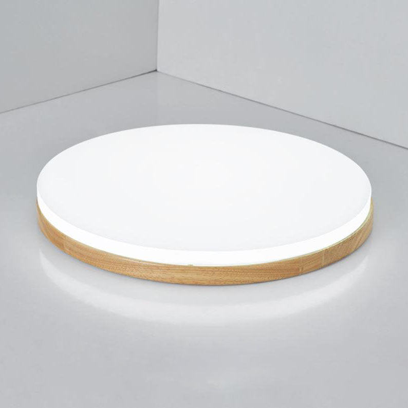 Nordic Simplicity Round Solid Wood LED Flush Mount Ceiling Light
