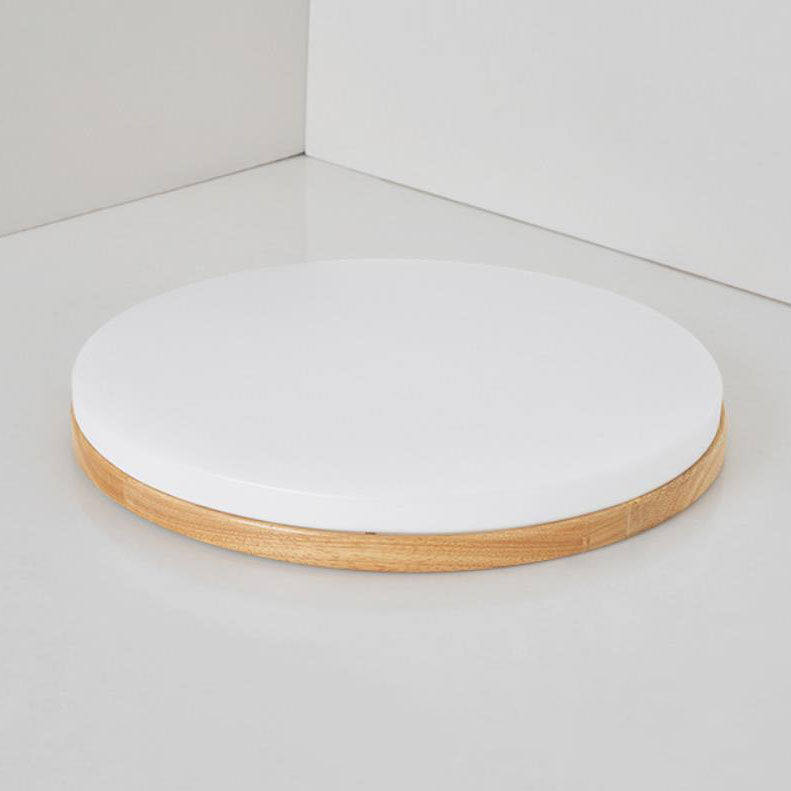 Nordic Simplicity Round Solid Wood LED Flush Mount Ceiling Light
