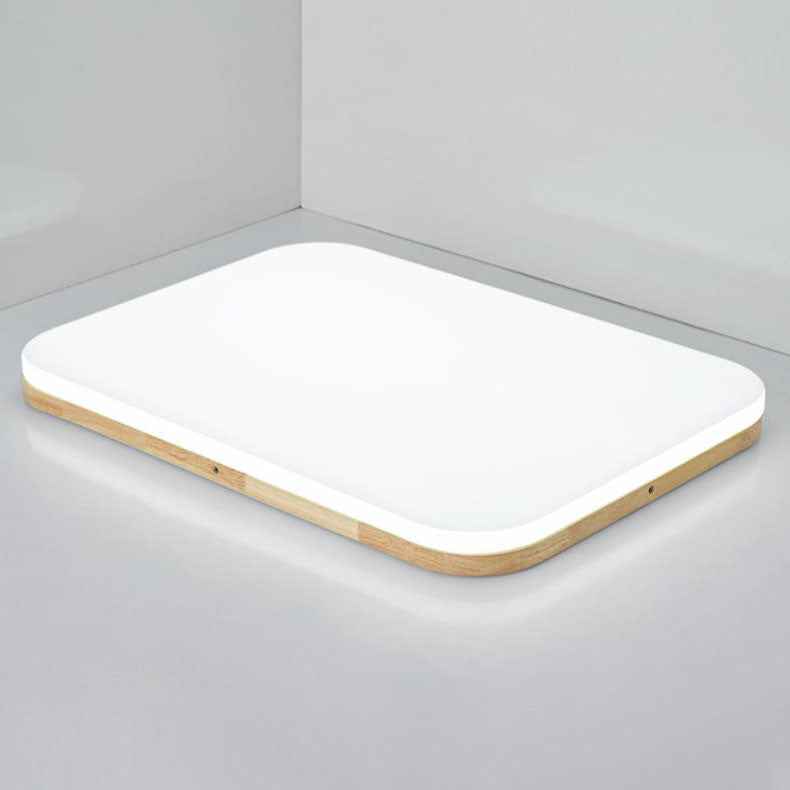 Nordic Solid Wood LED Flush Mount Ceiling Light - Rectangular PVC Design