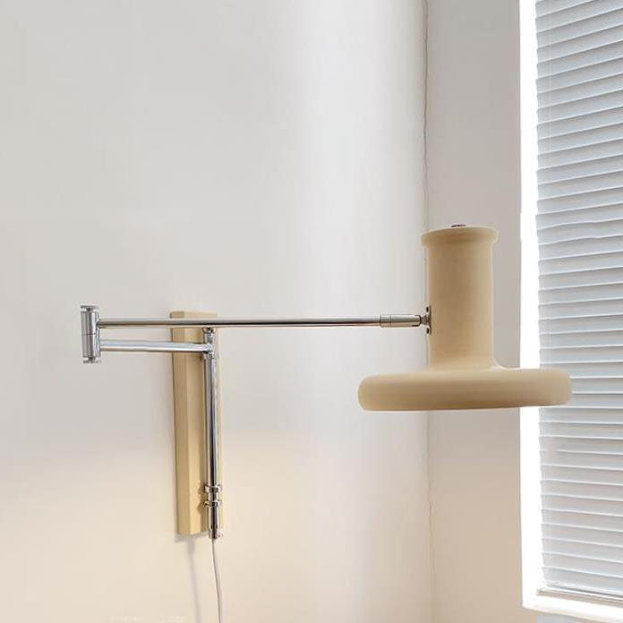 Nordic Minimalist Beige Swing Arm Wall Sconce Lamp