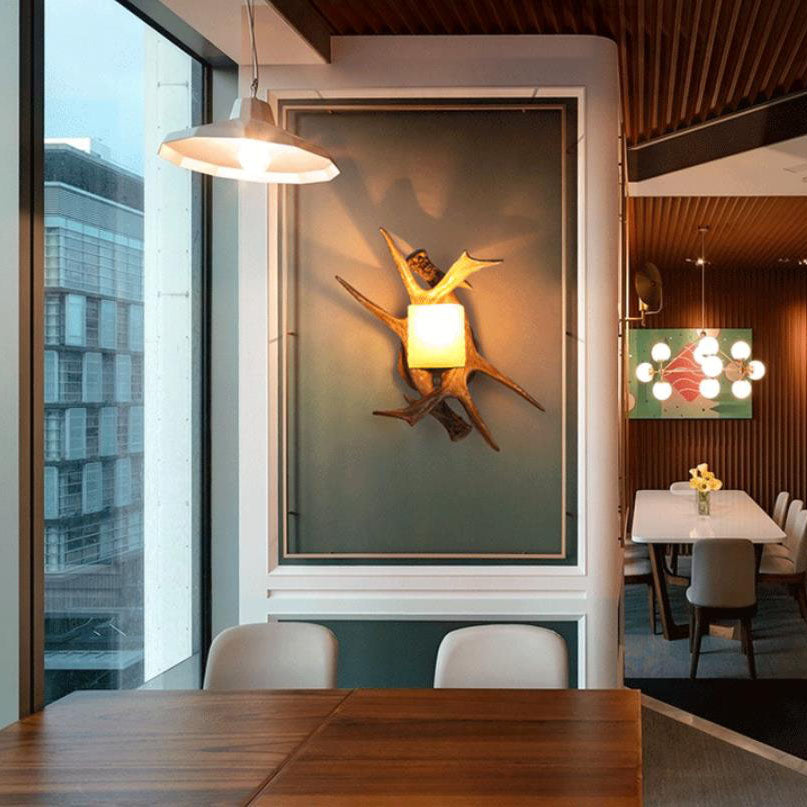 Modern Retro Antler Glass Wall Sconce Lamp - Stylish Home Lighting Fixture