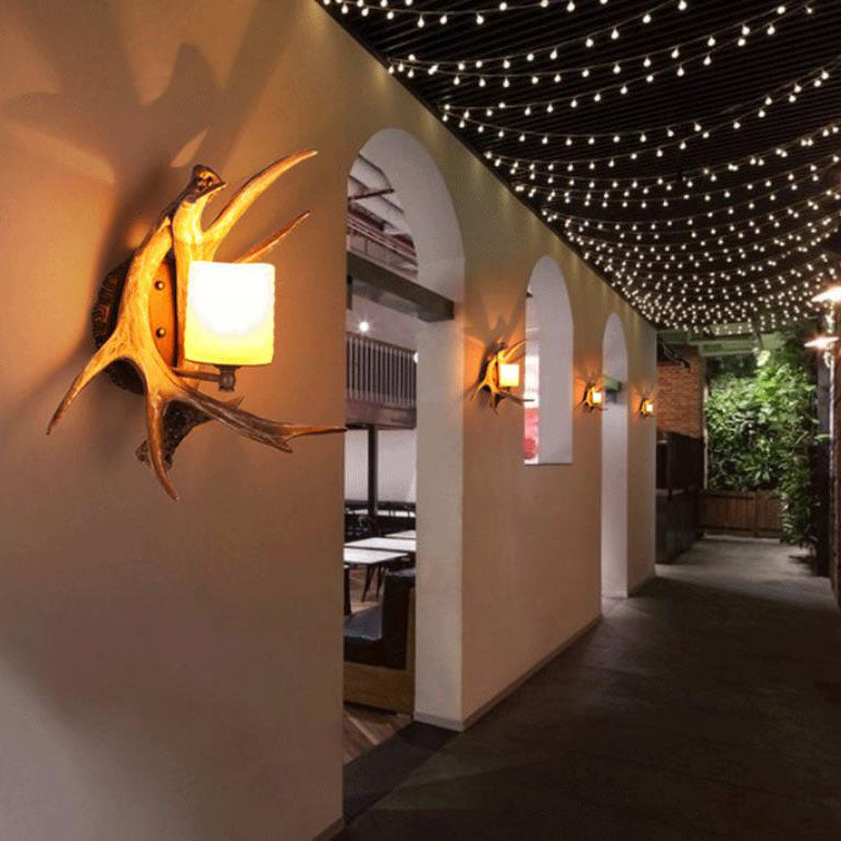 Modern Retro Antler Glass Wall Sconce Lamp - Stylish Home Lighting Fixture