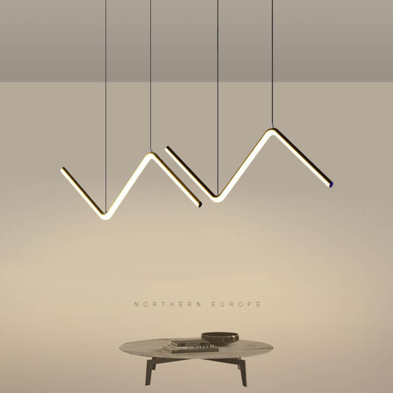 Modern Minimalist N Shaped LED Chandelier - Aluminum & Silicone for Dining Room
