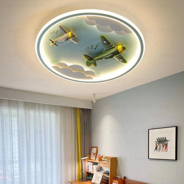 Modern Cartoon Resin Airplane Pegasus Acrylic Shade LED Kids Flush Mount Ceiling Light for Nursery Room Decor, Childrens Bedroom Lighting, Fun Playroom Fixtures, Colorful Kids Ceiling Lights, Kid-Friendly Home Lighting Solutions, Decorative Airplane Ceili