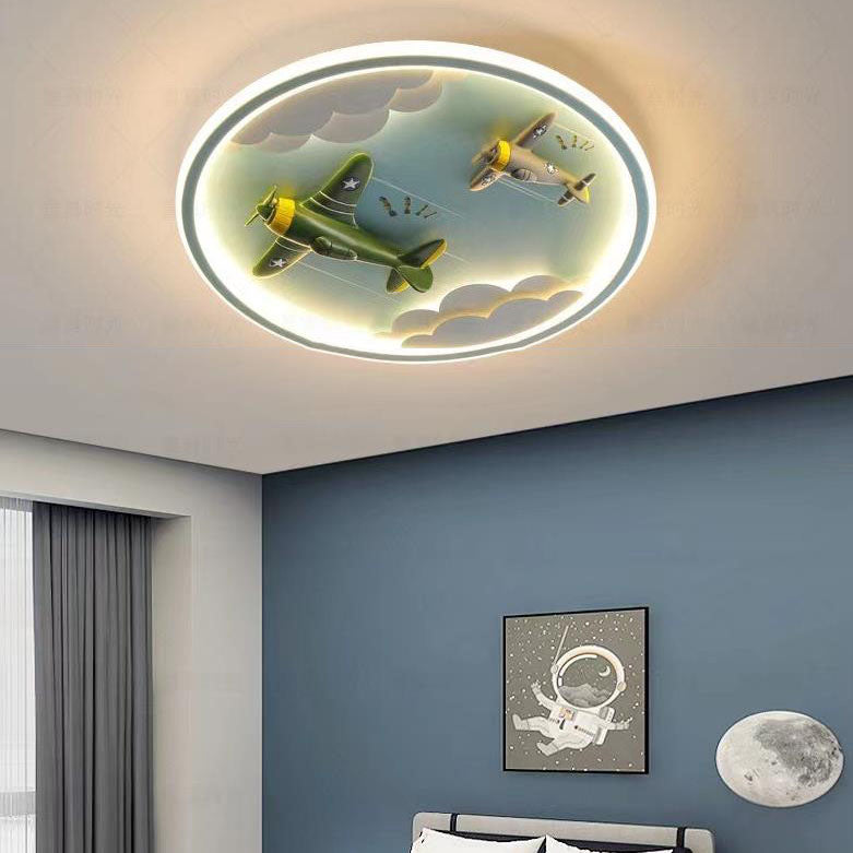 Modern Cartoon Resin Airplane Pegasus Acrylic Shade LED Kids Flush Mount Ceiling Light for Nursery Room Decor, Childrens Bedroom Lighting, Fun Playroom Fixtures, Colorful Kids Ceiling Lights, Kid-Friendly Home Lighting Solutions, Decorative Airplane Ceili