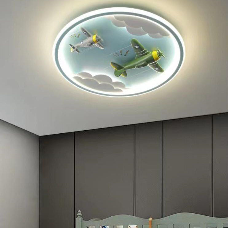 Modern Cartoon Resin Airplane Pegasus Acrylic Shade LED Kids Flush Mount Ceiling Light for Nursery Room Decor, Childrens Bedroom Lighting, Fun Playroom Fixtures, Colorful Kids Ceiling Lights, Kid-Friendly Home Lighting Solutions, Decorative Airplane Ceili