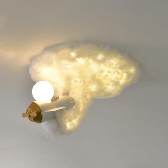 Modern Creative Spray Airplane Cotton Kids Flush Mount Ceiling Light | 1/3/5-Light Kids Room Lighting | Aviation-Themed Nursery Light Fixture | Stylish Children's Room Decor | Playful Airplane Design | Colorful Flush Mount Light for Kids | Fun Lighting fo