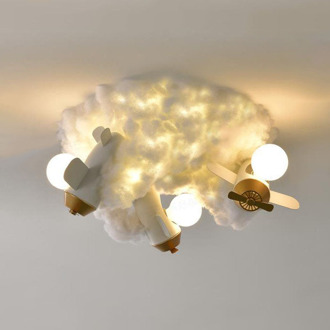 Modern Creative Spray Airplane Cotton Kids Flush Mount Ceiling Light | 1/3/5-Light Kids Room Lighting | Aviation-Themed Nursery Light Fixture | Stylish Children's Room Decor | Playful Airplane Design | Colorful Flush Mount Light for Kids | Fun Lighting fo