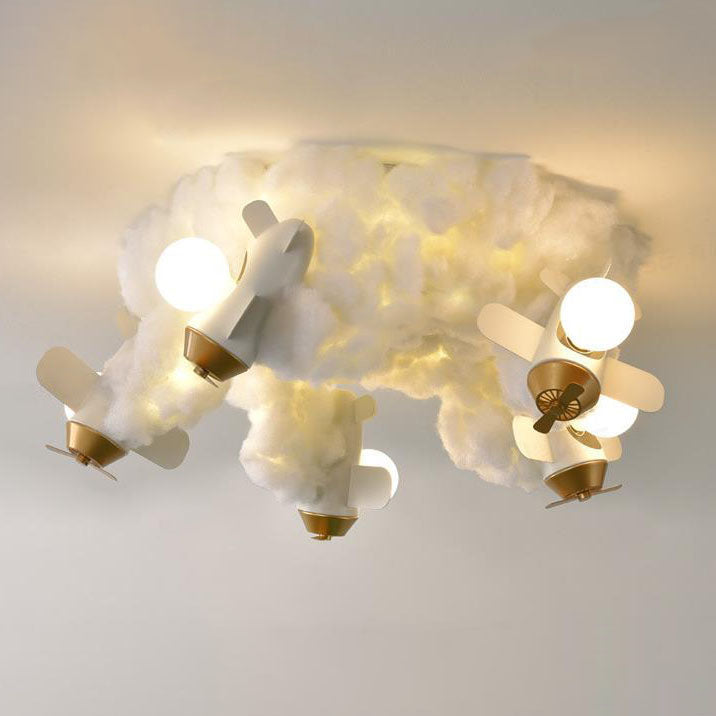 Modern Creative Spray Airplane Cotton Kids Flush Mount Ceiling Light | 1/3/5-Light Kids Room Lighting | Aviation-Themed Nursery Light Fixture | Stylish Children's Room Decor | Playful Airplane Design | Colorful Flush Mount Light for Kids | Fun Lighting fo