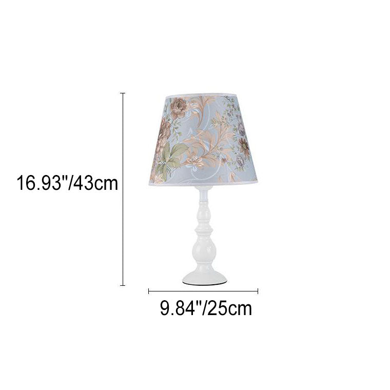 Modern Simple Floral Fabric Iron Vase Base 1-Light Table Lamp - Contemporary Lighting, Elegant Home Decor, Floral Design Lampshade, Stylish Table Lamp, Bedroom Nightstand Light, Living Room Decor, Decorative Accent Lighting, Unique Iron Base Lamp, Afforda