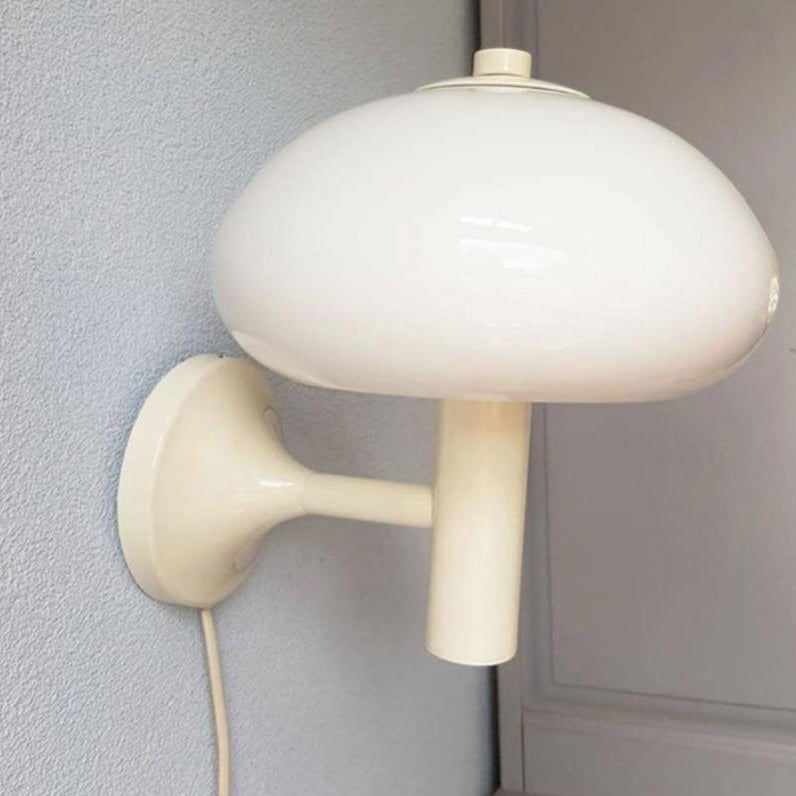 Contemporary Nordic White Glass Dome Wall Sconce - 1-Light Mushroom Lamp for Bedroom