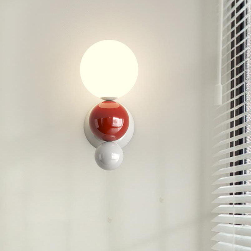 Modern Cream Style Children's Wrought Iron Sphere 1-Light Wall Sconce Lamp Nursery Lighting Fixture Kids Room Decor Soft Glow Bedroom Wall Light Fixture Cute Design for Kids Playroom Accent Lighting