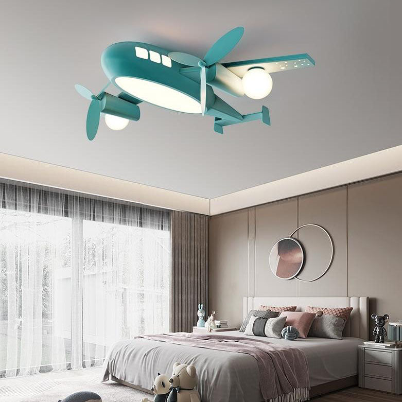 Nordic Kids Wrought Iron Airplane LED Ceiling Light