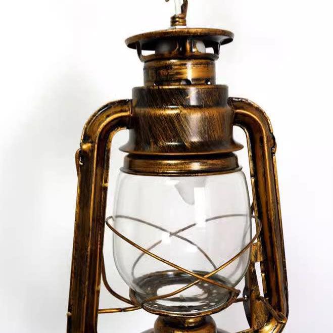 Vintage European Lantern Floor Lamp - Iron, Wood & Marble, 1-Light Standing Design