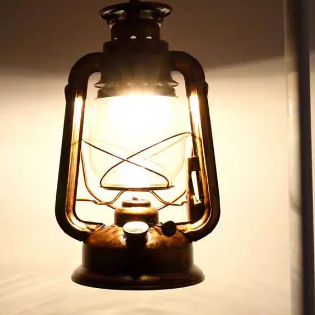 Vintage European Lantern Floor Lamp - Iron, Wood & Marble, 1-Light Standing Design