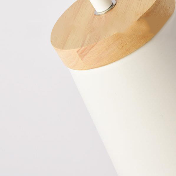 Contemporary Scandinavian Wood & Iron Cylinder Wall Sconce Lamp for Bedroom