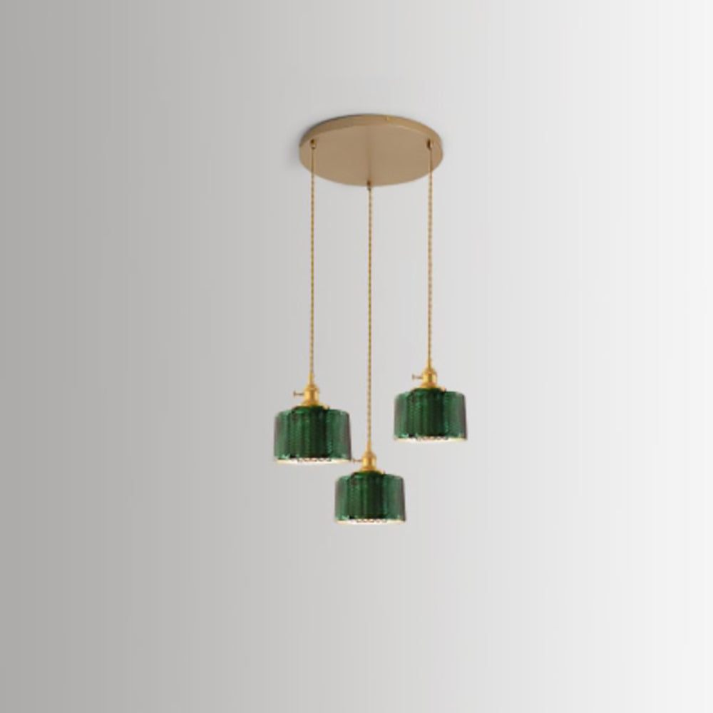 Nordic Vintage Green Brass Glass Island Chandelier - 1/2/3 Light Pendant Lighting for Kitchen, Dining Room, Rustic Home Decor