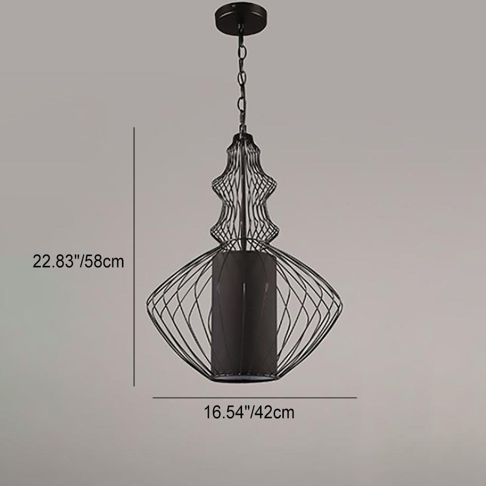 Contemporary Industrial Cage Iron Pendant Light for Living Room