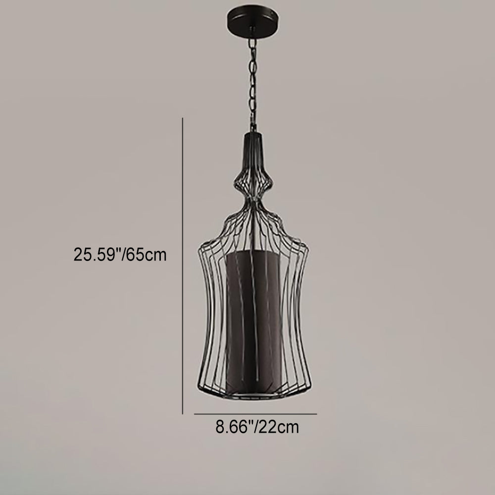 Contemporary Industrial Cage Iron Pendant Light for Living Room