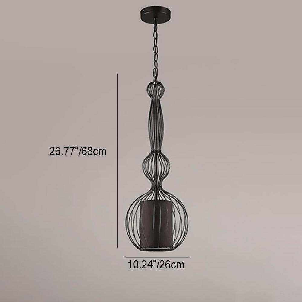 Contemporary Industrial Cage Iron Pendant Light for Living Room
