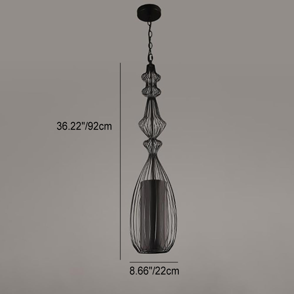 Contemporary Industrial Cage Iron Pendant Light for Living Room