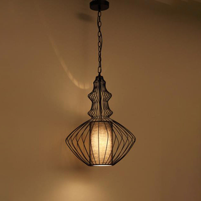 Contemporary Industrial Cage Iron Pendant Light for Living Room
