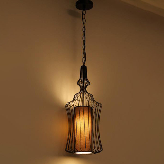 Contemporary Industrial Cage Iron Pendant Light for Living Room
