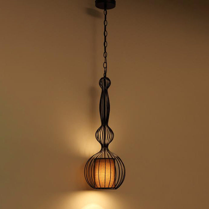 Contemporary Industrial Cage Iron Pendant Light for Living Room
