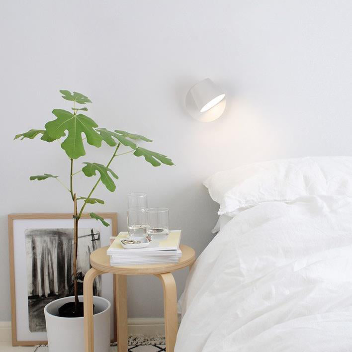 Modern Minimalist Dome LED Wall Sconce - Frosted Rotatable Aluminum Lamp for Bedroom Reading