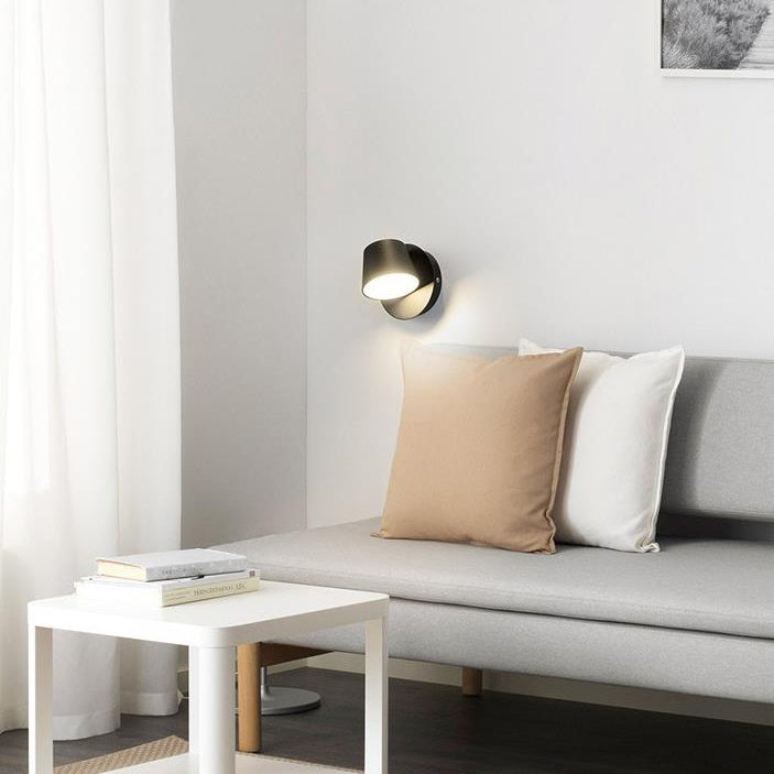 Modern Minimalist Dome LED Wall Sconce - Frosted Rotatable Aluminum Lamp for Bedroom Reading