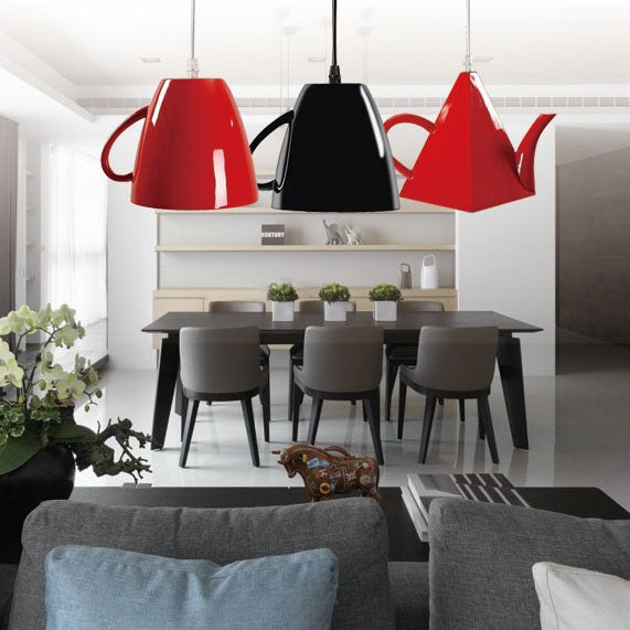 Contemporary Teacup Teapot Pendant Light - 1-Light Resin Fixture for Living Room