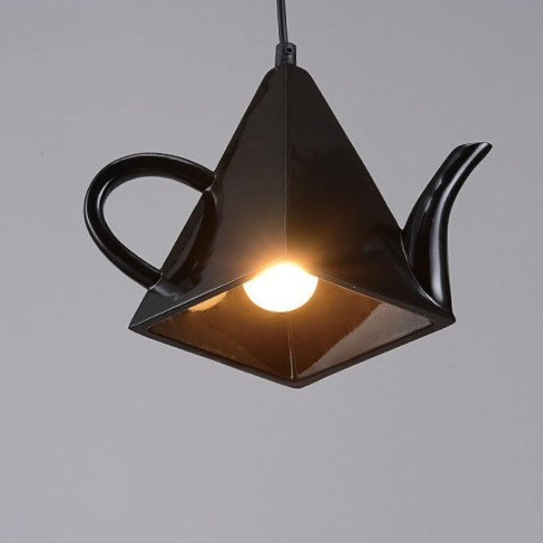 Contemporary Teacup Teapot Pendant Light - 1-Light Resin Fixture for Living Room