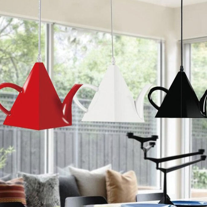 Contemporary Teacup Teapot Pendant Light - 1-Light Resin Fixture for Living Room