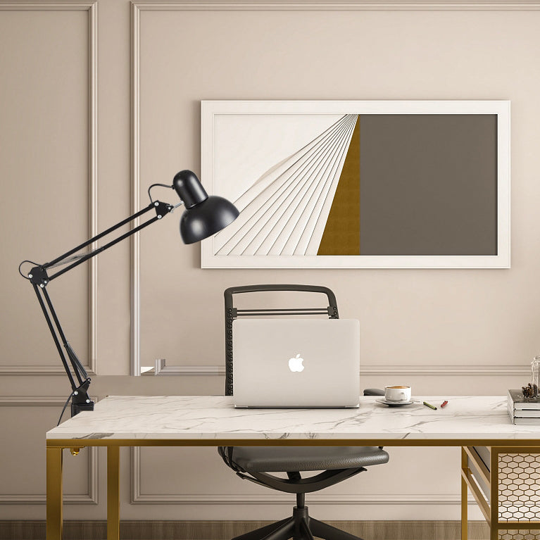 Modern Minimalist Retractable Long Arm Clip Iron ABS 1-Light Table Lamp for Bedroom, Adjustable Desk Lamp, Sleek Bedside Lighting, USB Rechargeable Clip-on Light, Contemporary Workspace Lamp, Versatile Task Lighting for Home Office, Compact Study Lamp for