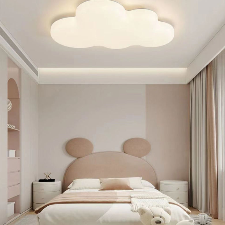 Contemporary Kids Cloud PE LED Flush Mount Ceiling Light for Bedroom, Nursery Lighting, Modern Childrens Room Fixtures, Soft Glow Ceiling Lamp, Adjustable Brightness, Fun Decorative Light, Energy Efficient Kids Room Lighting