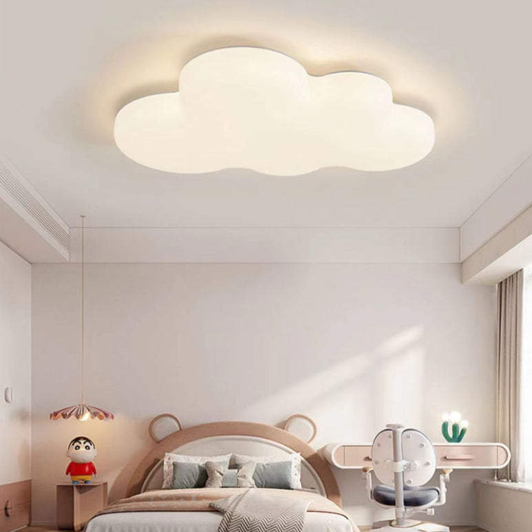 Contemporary Kids Cloud PE LED Flush Mount Ceiling Light for Bedroom, Nursery Lighting, Modern Childrens Room Fixtures, Soft Glow Ceiling Lamp, Adjustable Brightness, Fun Decorative Light, Energy Efficient Kids Room Lighting