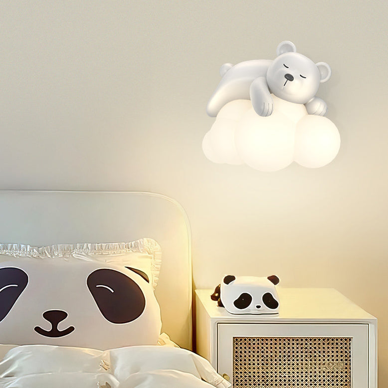 Contemporary Nordic Kids Bear Rabbit LED Wall Sconce Lamp for Bedroom, Cute Animal Wall Light, Childrens Room Decor, Nursery Lighting, Kawaii LED Lamp, Modern Kids Room Accessories, Scandinavian Style Wall Lamp
