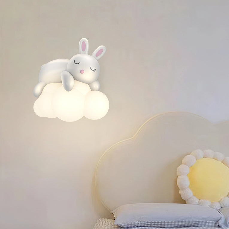 Contemporary Nordic Kids Bear Rabbit LED Wall Sconce Lamp for Bedroom, Cute Animal Wall Light, Childrens Room Decor, Nursery Lighting, Kawaii LED Lamp, Modern Kids Room Accessories, Scandinavian Style Wall Lamp