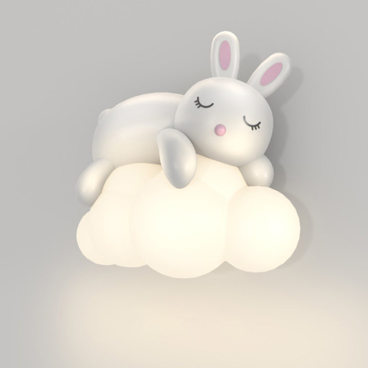 Contemporary Nordic Kids Bear Rabbit LED Wall Sconce Lamp for Bedroom, Cute Animal Wall Light, Childrens Room Decor, Nursery Lighting, Kawaii LED Lamp, Modern Kids Room Accessories, Scandinavian Style Wall Lamp