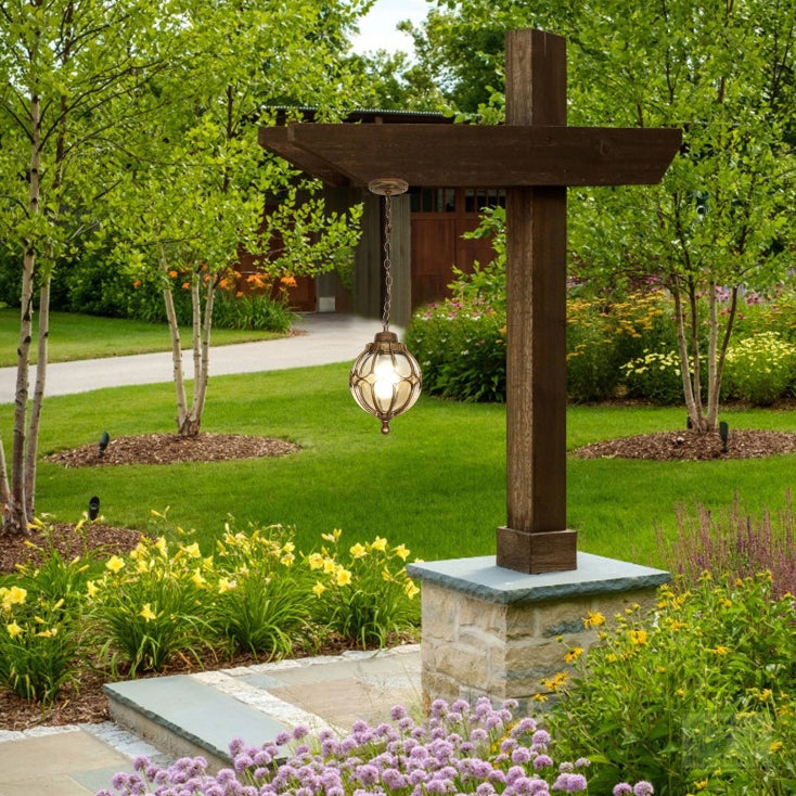 Traditional European Aluminum Iron Glass Pendant Light - Waterproof 1-Light Fixture for Outdoor Patio