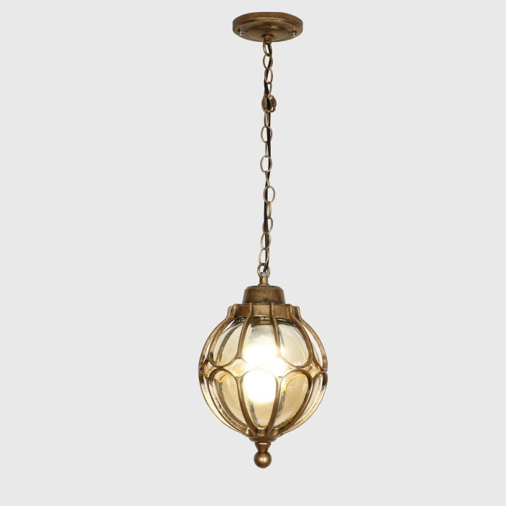 Traditional European Aluminum Iron Glass Pendant Light - Waterproof 1-Light Fixture for Outdoor Patio