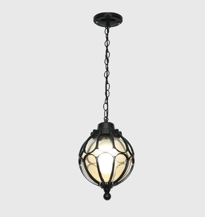Traditional European Aluminum Iron Glass Pendant Light - Waterproof 1-Light Fixture for Outdoor Patio