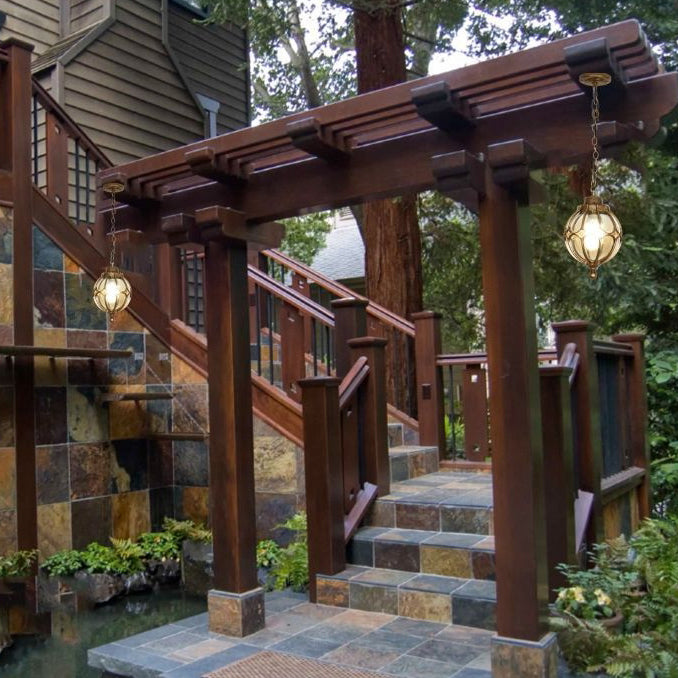 Traditional European Aluminum Iron Glass Pendant Light - Waterproof 1-Light Fixture for Outdoor Patio